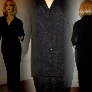 Black Gold Stripe 2 Piece Outfit Jacket with Skirt